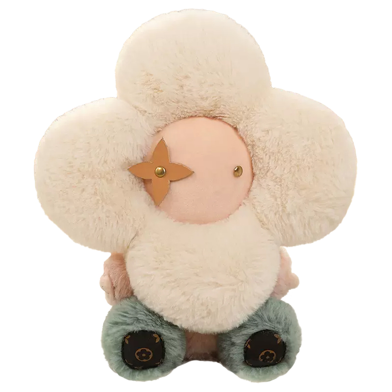 Декоративная подушка стиль Louis Vuitton Doudou Vivienne Flower Toy Бежевый Зеленый шалфей Коричневый в Грозном | Loft Concept 