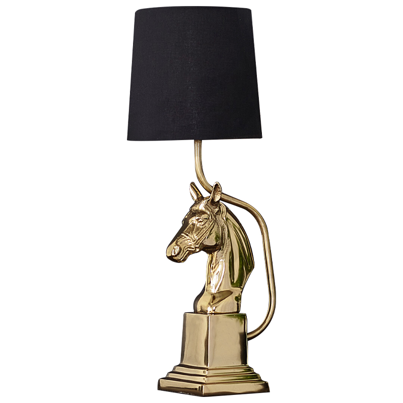 Настольная лампа с абажуром Lampshade Horse Sculpture Gold Черный Глянцевое золото Настольная лампа с абажуром Lampshade Horse Sculpture Gold Черный Глянцевое золото в Грозном | Loft Concept