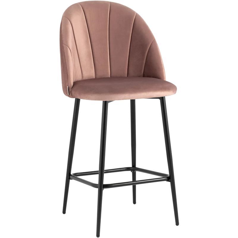 Барный Стул Balsari S Chair Пыльно-Розовый Велюр Розовый пастельный Черный Барный Стул Balsari S Chair Пыльно-Розовый Велюр Розовый пастельный Черный в Грозном | Loft Concept