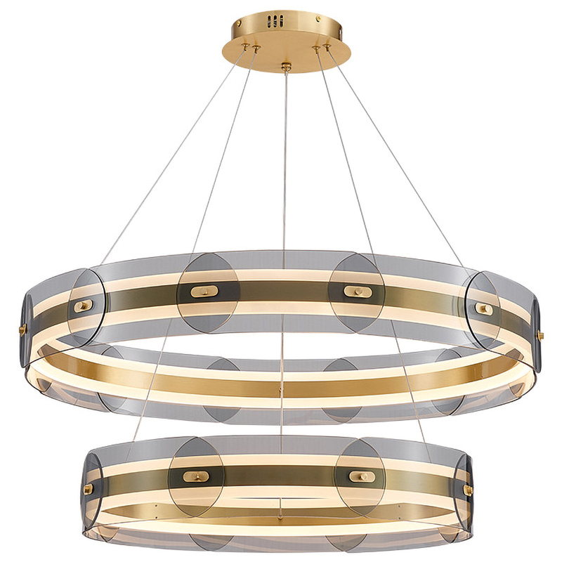 Люстра Gold 2 ring horizontal chandelier Прозрачный Латунь Люстра Gold 2 ring horizontal chandelier Прозрачный Латунь в Грозном | Loft Concept