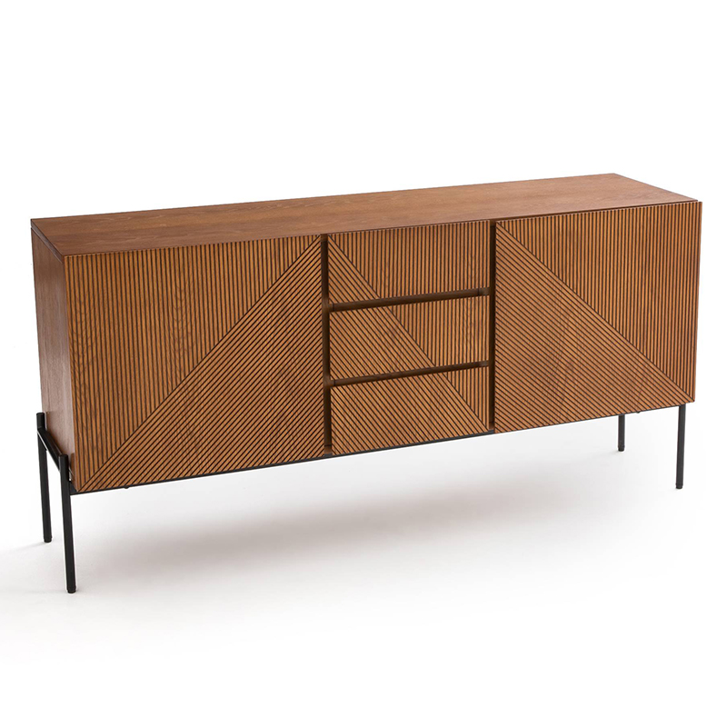 Комод с геометрическим рисунком Anders Chest of drawers с 3-мя ящиками и 2-мя дверцами Темный дуб Комод с геометрическим рисунком Anders Chest of drawers с 3-мя ящиками и 2-мя дверцами Темный дуб в Грозном | Loft Concept