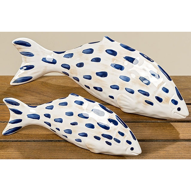 Статуэтка Fish Blue & White Белый Синий Статуэтка Fish Blue & White Белый Синий в Грозном | Loft Concept