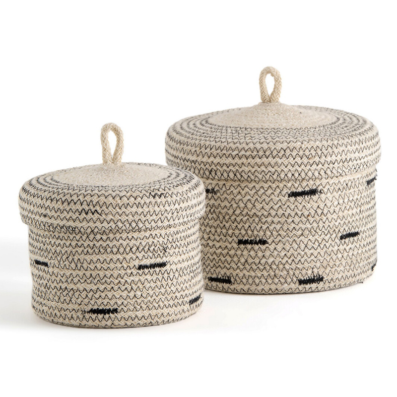 Комплект корзин из джута Wicker Baskets Черный Бежевый Комплект корзин из джута Wicker Baskets Черный Бежевый в Грозном | Loft Concept