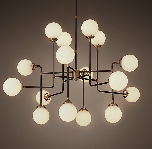 Люстра Bistro Globe Clear Glass Chandelier 16 Milk Черный Люстра Bistro Globe Clear Glass Chandelier 16 Milk Черный в Грозном | Loft Concept