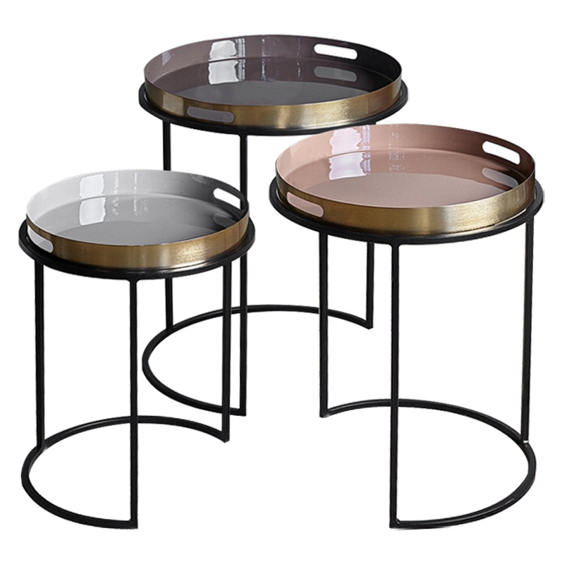 Комплект приставных столиков Bailey Side Tables Латунь Черный Белый Дымчатая Роза Коричневый Комплект приставных столиков Bailey Side Tables Латунь Черный Белый Дымчатая Роза Коричневый в Грозном | Loft Concept
