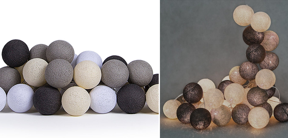 Гирлянда хлопковые фонарики Сotton Ball Taupe - Loft-Concept в Грозном