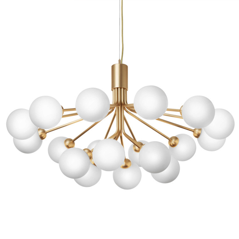 Люстра Berries Chandelier White Balloons Gold 18 Золотой Белое матовое стекло Люстра Berries Chandelier White Balloons Gold 18 Золотой Белое матовое стекло в Грозном | Loft Concept
