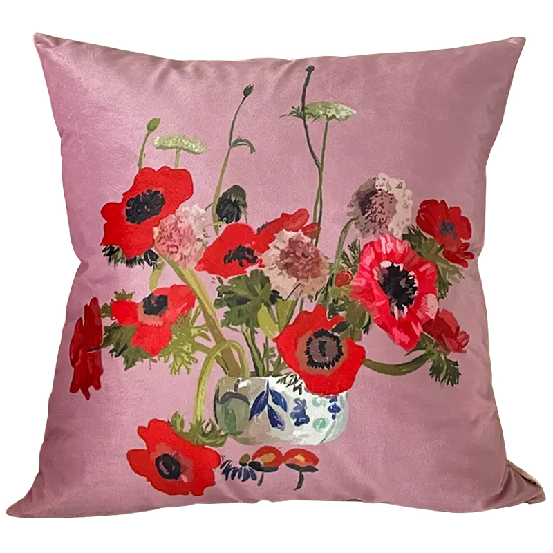 Декоративная подушка Red Poppy Flowers Pillow Розовый Красный Мульти Декоративная подушка Red Poppy Flowers Pillow Розовый Красный Мульти в Грозном | Loft Concept