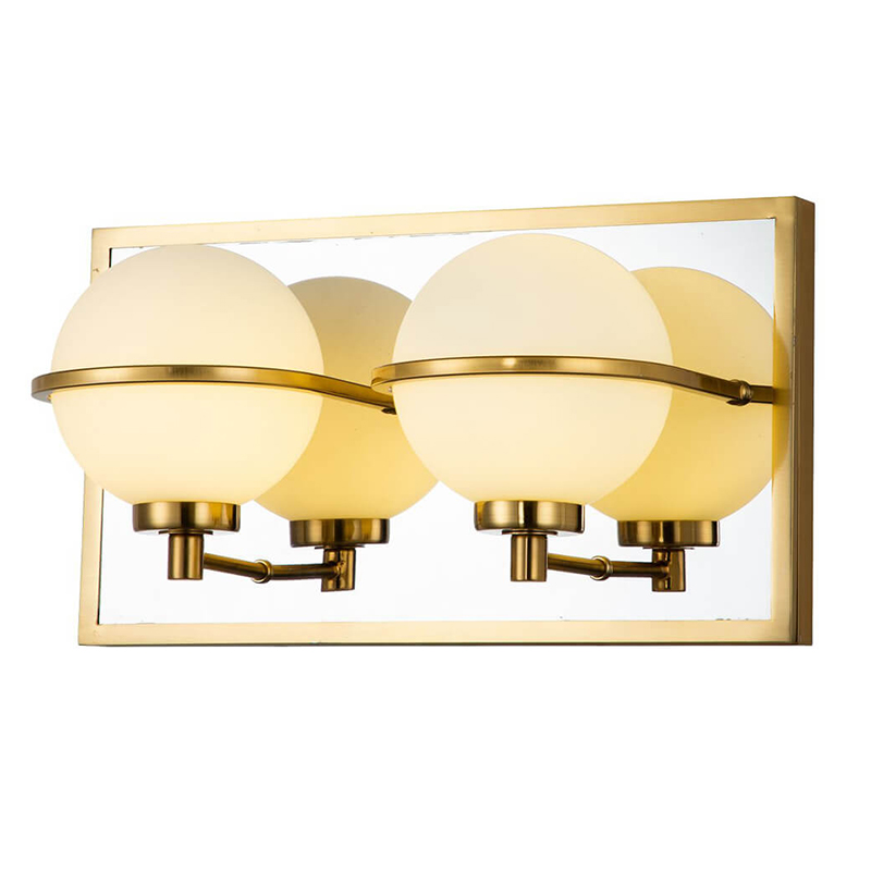 Бра Two Balls Reflection Wall Lamp Латунь Белый Бра Two Balls Reflection Wall Lamp Латунь Белый в Грозном | Loft Concept