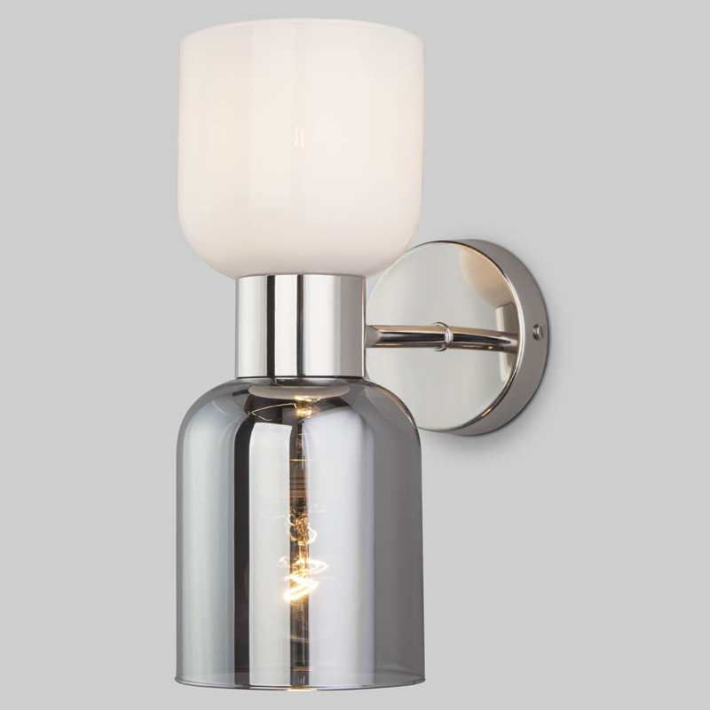 Бра Light maker studio Sconce white and smok Никель Стекло Смок Белый Бра Light maker studio Sconce white and smok Никель Стекло Смок Белый в Грозном | Loft Concept