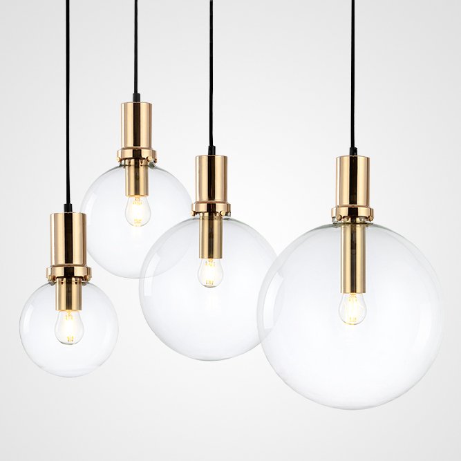 Подвесной светильник Glass Globe Gold Прозрачное Стекло Золотой Подвесной светильник Glass Globe Gold Прозрачное Стекло Золотой в Грозном | Loft Concept