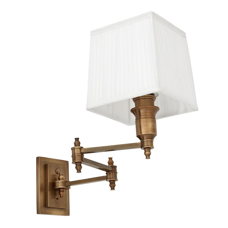 Бра Wall Lamp Lexington Swing Brass+White Латунь Античная полированная Белый Бра Wall Lamp Lexington Swing Brass+White Латунь Античная полированная Белый в Грозном | Loft Concept