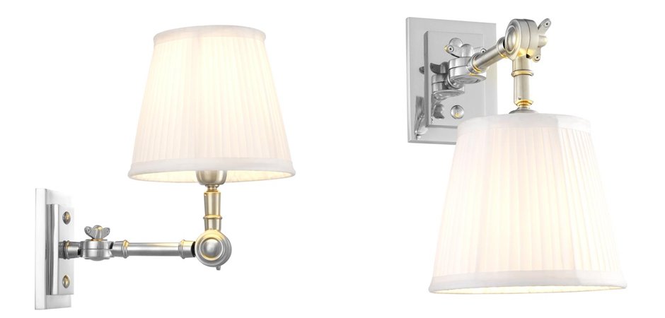 Бра Wall Lamp Wentworth Single Nickel+White Бра Wall Lamp Wentworth Single Nickel+White - Loft-Concept в Грозном