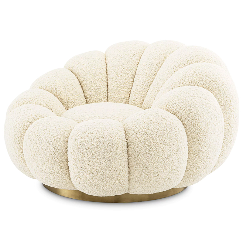 Кресло Eichholtz Swivel Chair Mello Faux Shearling Молочный Латунь Кресло Eichholtz Swivel Chair Mello Faux Shearling Молочный Латунь в Грозном | Loft Concept