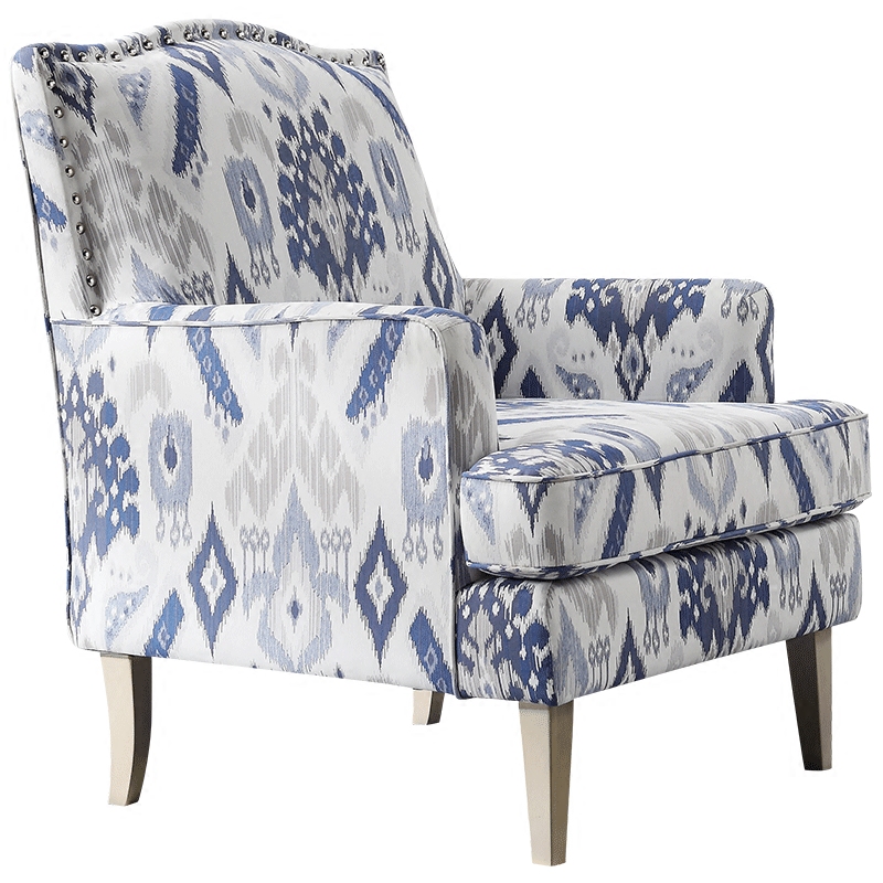 Кресло Armchair Ornament Blue Ikat Белый Светло-синий Бежевый Кресло Armchair Ornament Blue Ikat Белый Светло-синий Бежевый в Грозном | Loft Concept