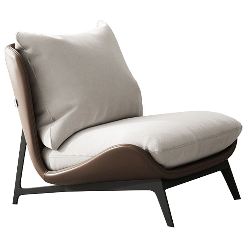 Кресло Maxwell White Textile Leather Armchair Белый Коричневый Черный Кресло Maxwell White Textile Leather Armchair Белый Коричневый Черный в Грозном | Loft Concept