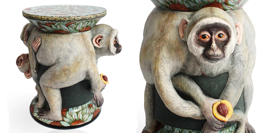 Табурет Обезьяна с фруктом ручная работа Monkey Side Table Табурет Обезьяна с фруктом ручная работа Monkey Side Table - Loft-Concept в Грозном