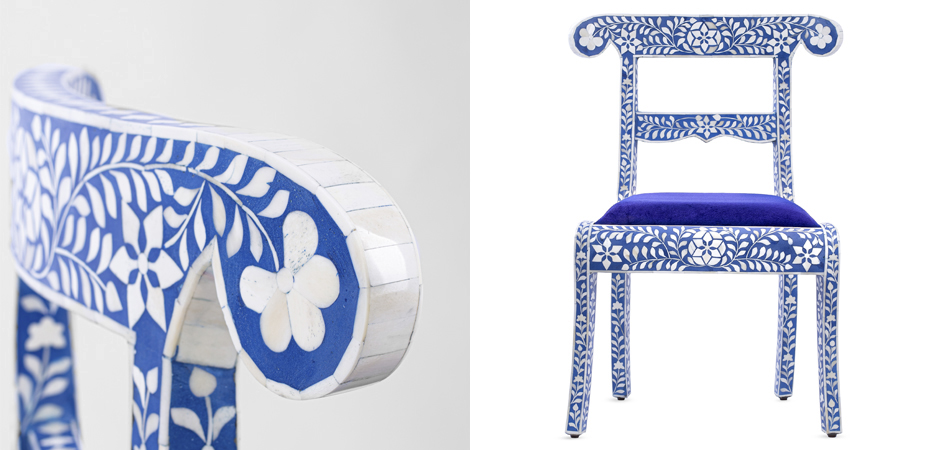 Стул инкрустация костью Bone Inlay Chairs синий Стул инкрустация костью Bone Inlay Chairs синий - Loft-Concept в Грозном