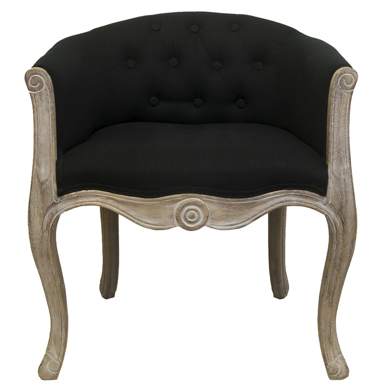 Кресло низкое в стиле прованс Louis French Armchair black flax Черный Бежево-серый Кресло низкое в стиле прованс Louis French Armchair black flax Черный Бежево-серый в Грозном | Loft Concept