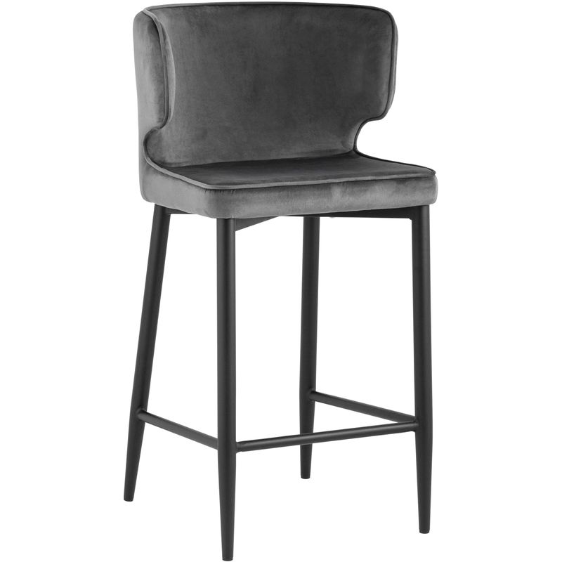 Стул Полубарный Chair посадка 65 см Серый Велюр Серый Черный Стул Полубарный Chair посадка 65 см Серый Велюр Серый Черный в Грозном | Loft Concept