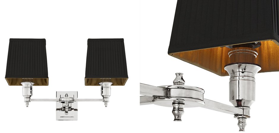 Бра Wall Lamp Lexington Double Nickel+Black Бра Wall Lamp Lexington Double Nickel+Black - Loft-Concept в Грозном