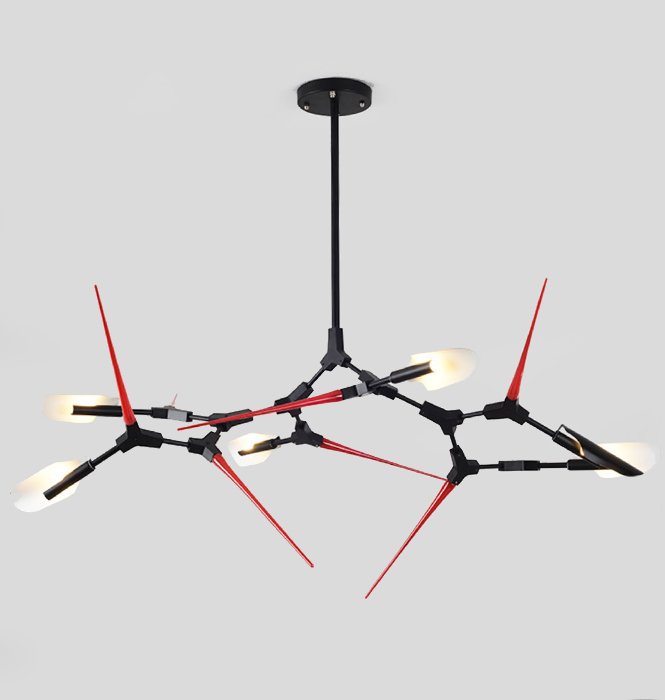 Люстра Red Spikes Chandelier 6 Черный Красный Люстра Red Spikes Chandelier 6 Черный Красный в Грозном | Loft Concept