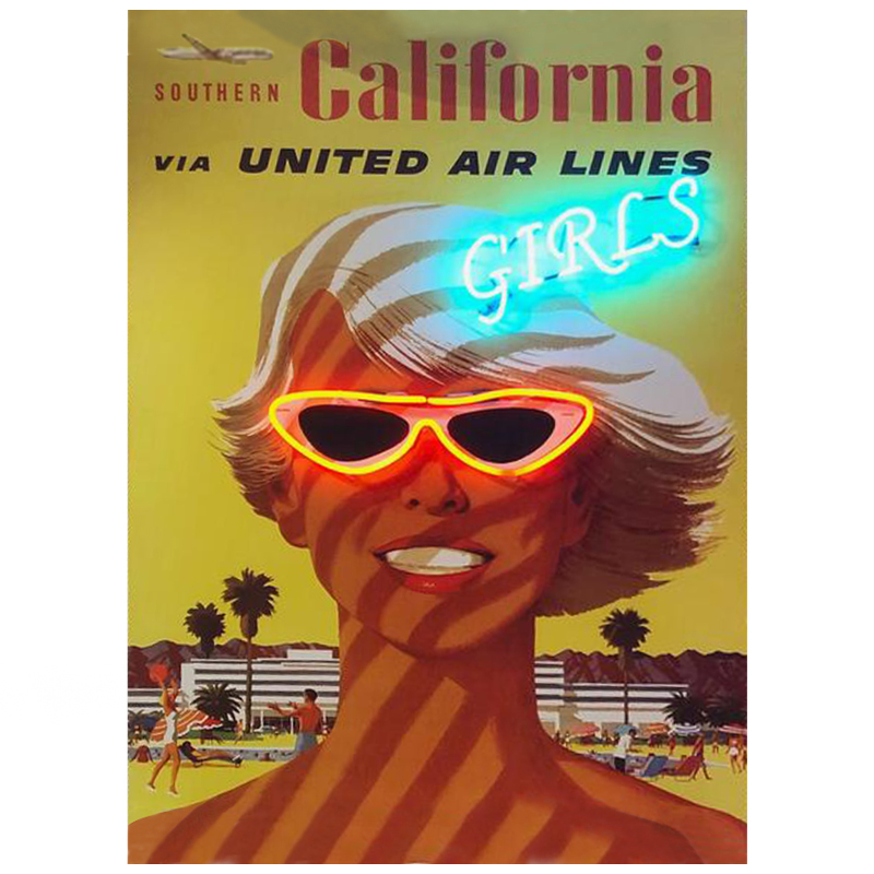 Неоновый Ретро Постер California Girls Мульти Неоновый Ретро Постер California Girls Мульти в Грозном | Loft Concept