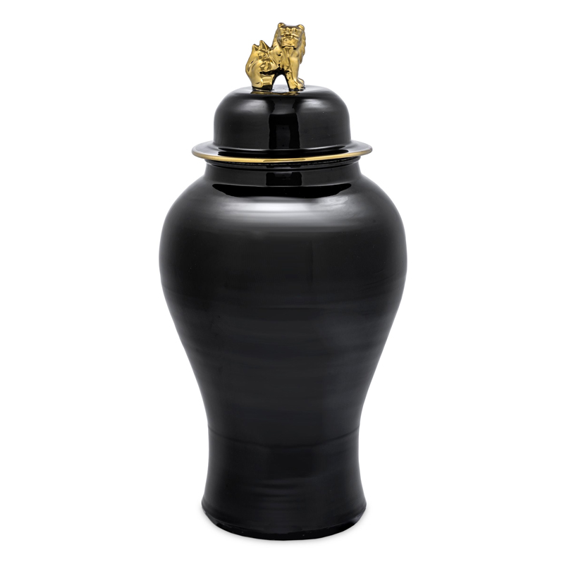 Ваза с крышкой Eichholtz Vase Golden Dragon S Черный Глянцевое золото Ваза с крышкой Eichholtz Vase Golden Dragon S Черный Глянцевое золото в Грозном | Loft Concept