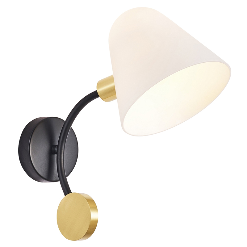 Бра с белым матовым плафоном Wind Bells Белый Золотой Черный Бра с белым матовым плафоном Wind Bells Белый Золотой Черный в Грозном | Loft Concept