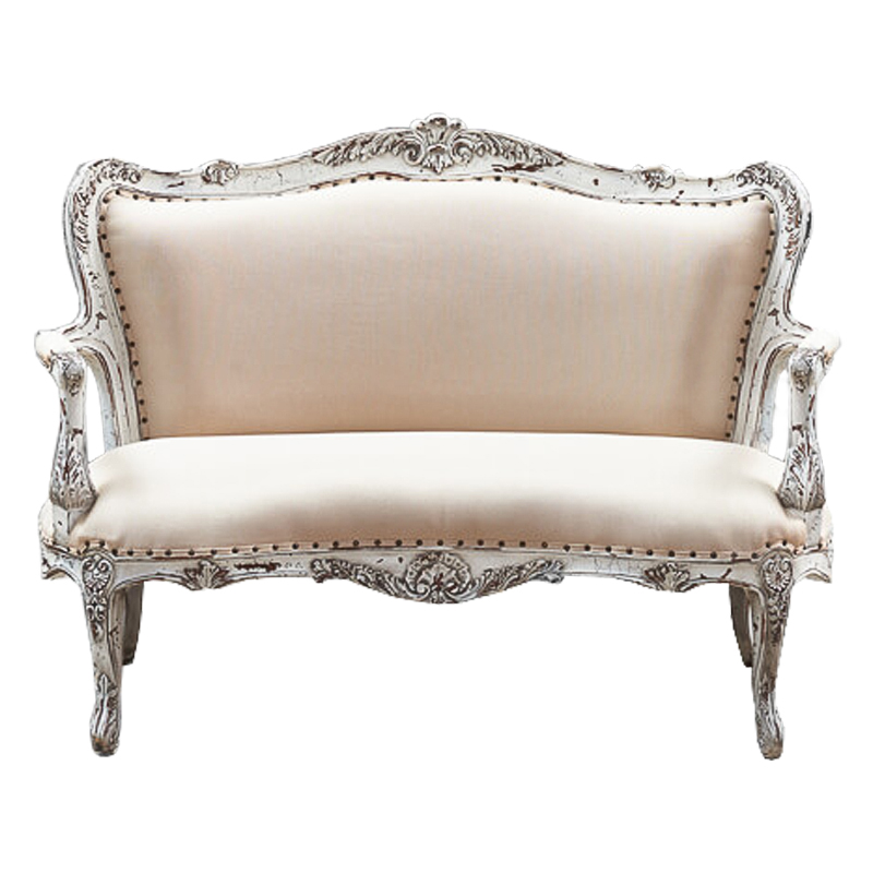 Диван Maria Antoinette Neoclassical Sofa Бежевый Белый винтажная патина Диван Maria Antoinette Neoclassical Sofa Бежевый Белый винтажная патина в Грозном | Loft Concept