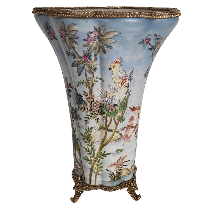 Ваза Blue Vase Parrots Bronze Edging Бронза Мульти Голубой Ваза Blue Vase Parrots Bronze Edging Бронза Мульти Голубой в Грозном | Loft Concept