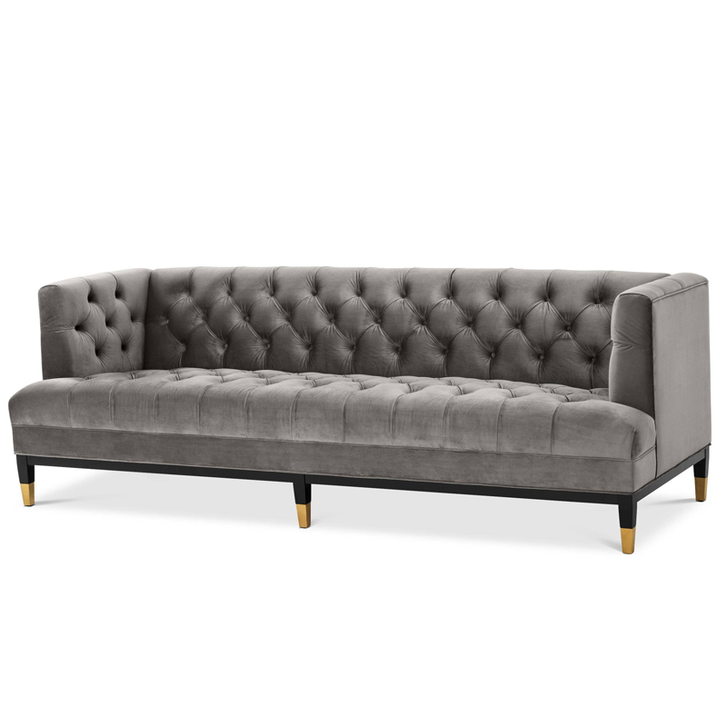Диван Eichholtz Sofa Castelle grey Серый Черный Латунь Диван Eichholtz Sofa Castelle grey Серый Черный Латунь в Грозном | Loft Concept