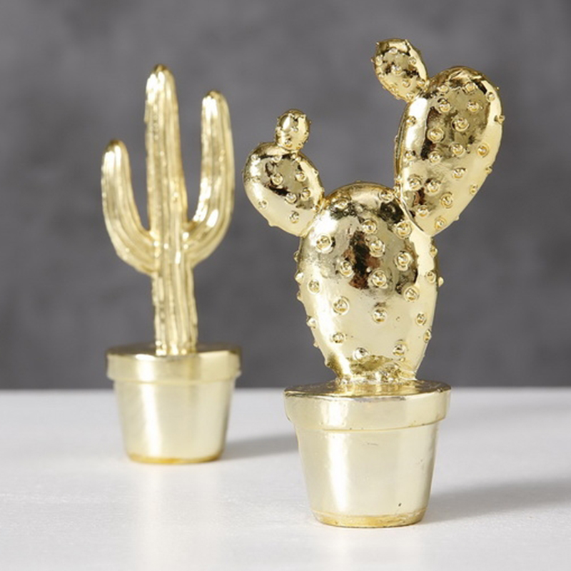 Набор статуэток Golden Cactus Figurine Золотой Набор статуэток Golden Cactus Figurine Золотой в Грозном | Loft Concept