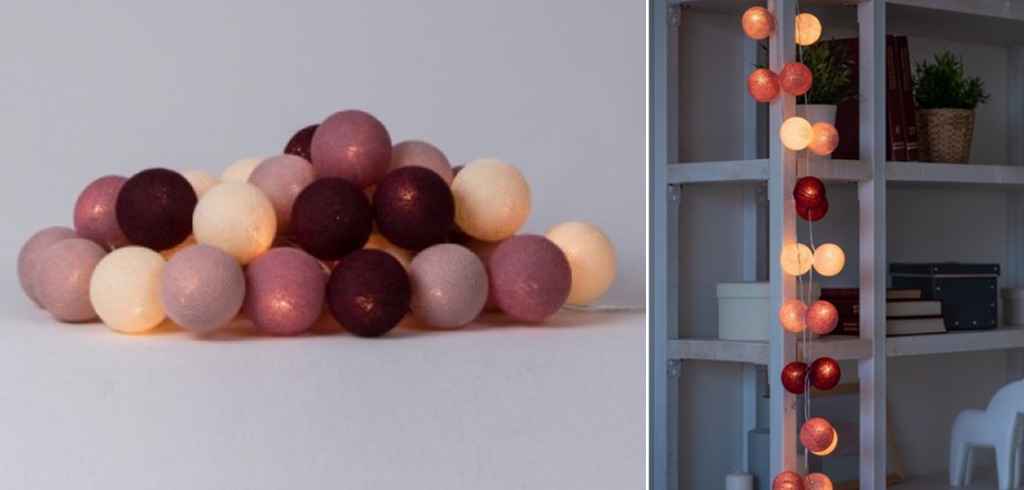 Гирлянда хлопковые фонарики Сotton Ball Rosegarden - Loft-Concept в Грозном