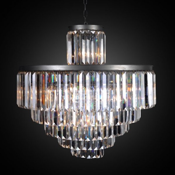Люстра RH 1920s Odeon Clear Glass Fringe Chandelier - 6 rings Черный в Грозном | Loft Concept 
