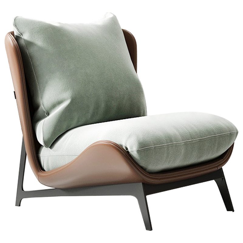 Кресло Maxwell Green Textile Leather Armchair Зеленый шалфей Коричневый Черный Кресло Maxwell Green Textile Leather Armchair Зеленый шалфей Коричневый Черный в Грозном | Loft Concept