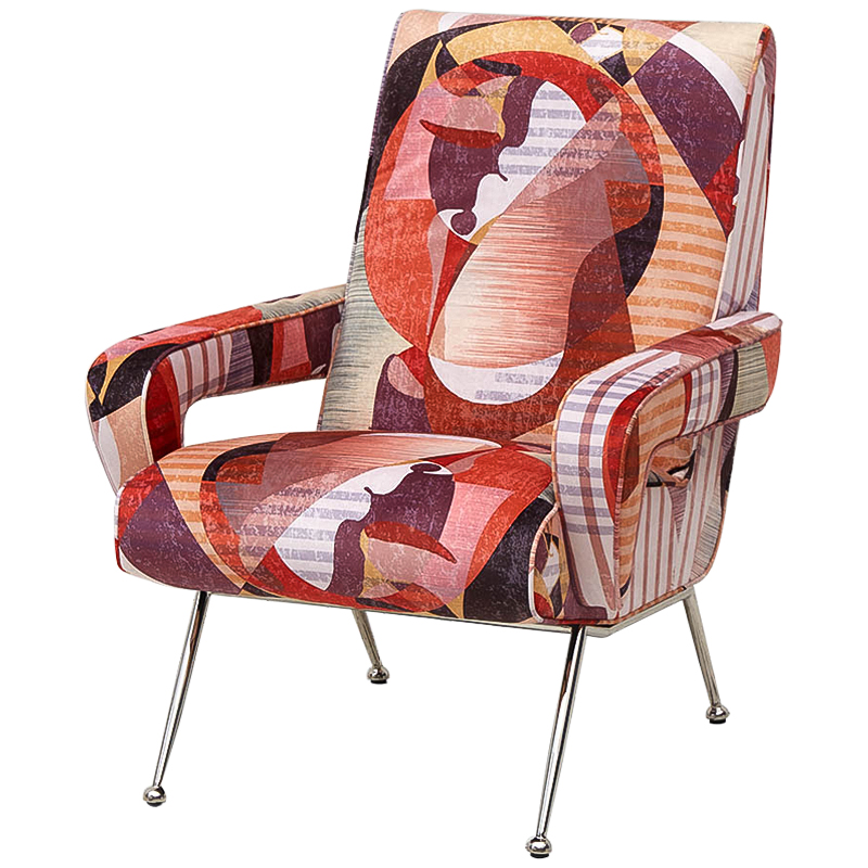 Кресло Face Geometric Print Armchair Мульти Красный Серебряный Кресло Face Geometric Print Armchair Мульти Красный Серебряный в Грозном | Loft Concept