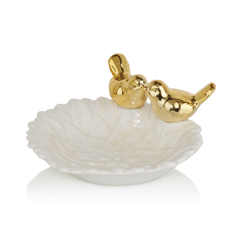 Блюдо Decorative Dish Birds Kiss Белый Глянцевое золото Блюдо Decorative Dish Birds Kiss Белый Глянцевое золото в Грозном | Loft Concept