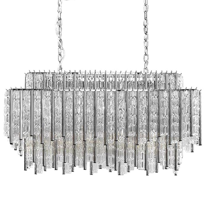 Люстра Chandelier Gigi Rectangle Хром Прозрачное Стекло Люстра Chandelier Gigi Rectangle Хром Прозрачное Стекло в Грозном | Loft Concept