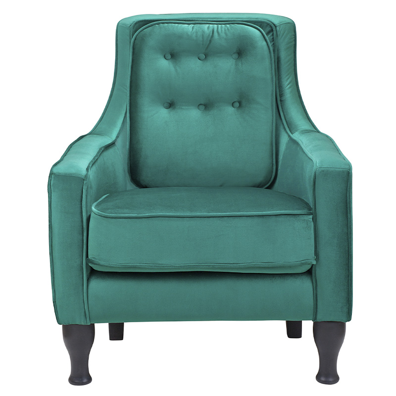Кресло с мягкой обивкой из велюра на 4-х ножках из массива березы Scarlett Armchair green Изумрудный Черный Кресло с мягкой обивкой из велюра на 4-х ножках из массива березы Scarlett Armchair green Изумрудный Черный в Грозном | Loft Concept