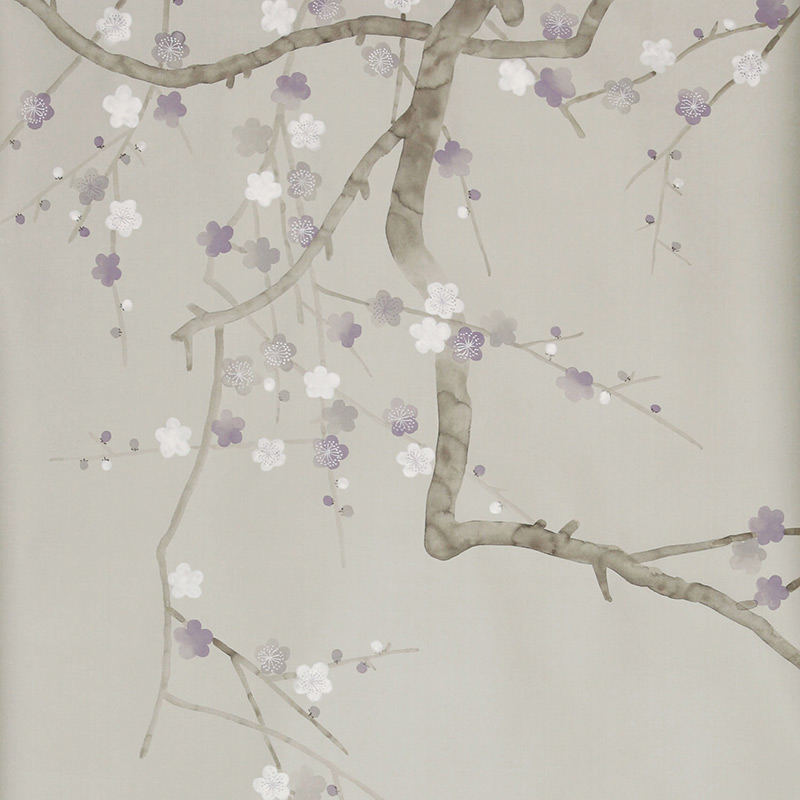 Обои ручная роспись Plum Blossom Special Colourway on Oyster Shell metallic silk Обои ручная роспись Plum Blossom Special Colourway on Oyster Shell metallic silk в Грозном | Loft Concept