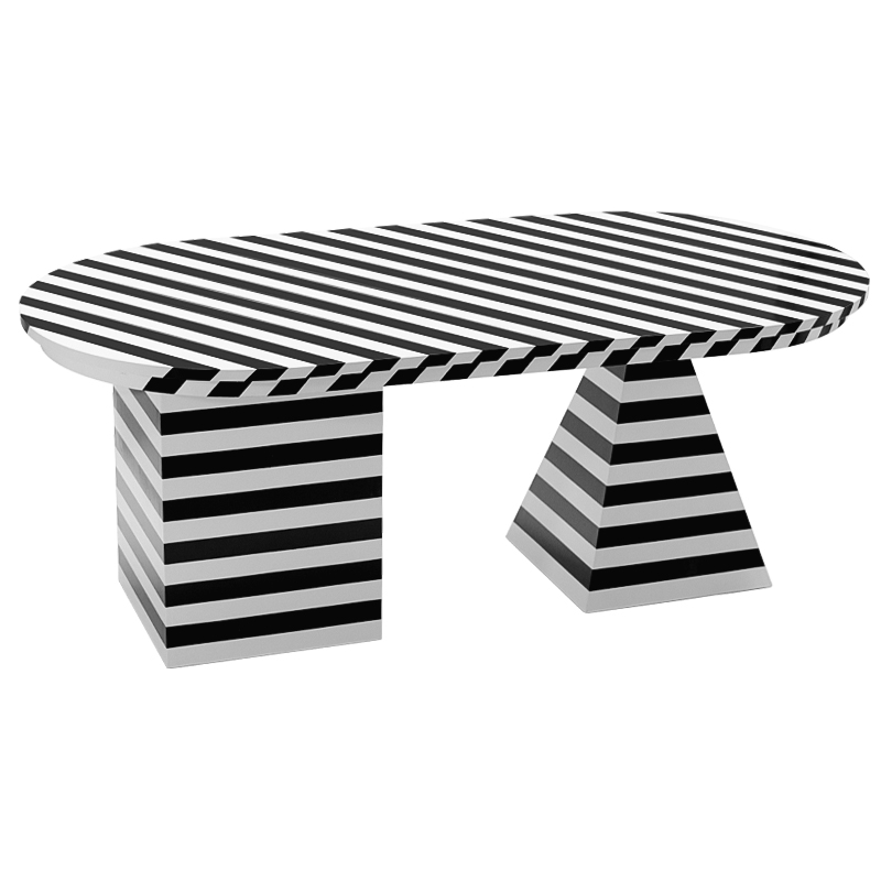 Обеденный стол Dining Table Striped Geometry Черно-белый Обеденный стол Dining Table Striped Geometry Черно-белый в Грозном | Loft Concept
