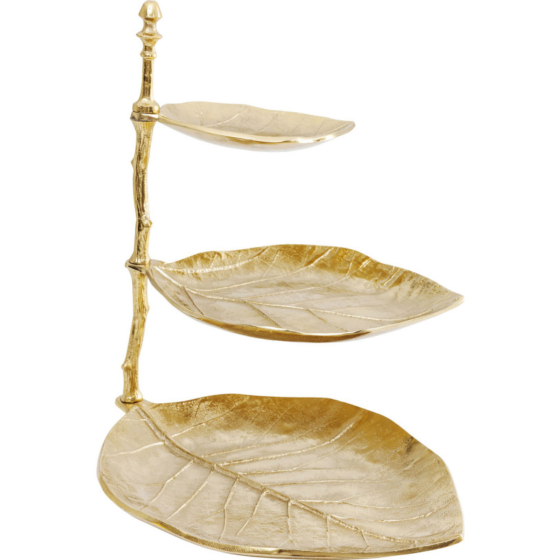 Блюдо трёхъярусное Golden Leaves Золотой Блюдо трёхъярусное Golden Leaves Золотой в Грозном | Loft Concept