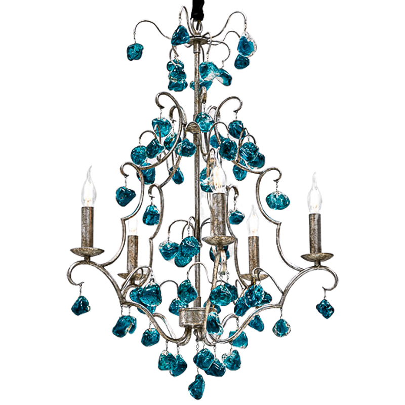 Люстра Crystal Blue Cupertino Chandelier 55 Морская синь Серебро винтаж Люстра Crystal Blue Cupertino Chandelier 55 Морская синь Серебро винтаж в Грозном | Loft Concept