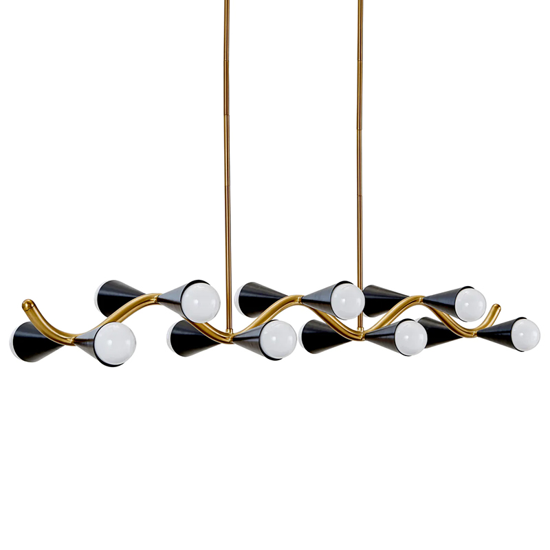 Линейная люстра Jonathan Adler CARACAS WAVE CHANDELIER Латунь Черный Линейная люстра Jonathan Adler CARACAS WAVE CHANDELIER Латунь Черный в Грозном | Loft Concept
