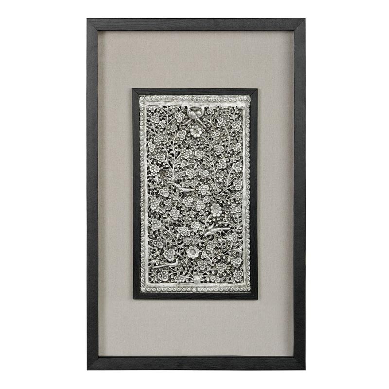Панно Valene Silver Flowers 80 Черный Серебряный Коричневый Панно Valene Silver Flowers 80 Черный Серебряный Коричневый в Грозном | Loft Concept