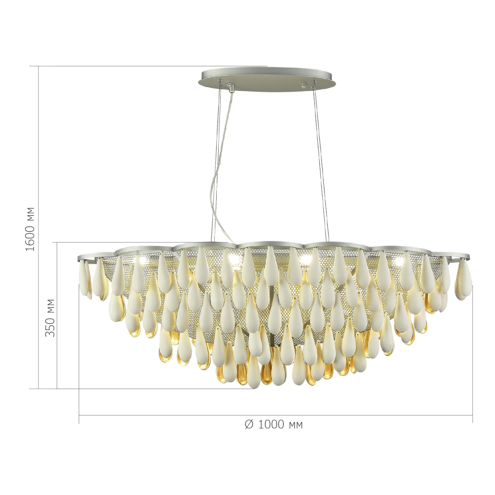 Люстра с подвесками в форме капель на серебристом каркасе Raindrop в Грозном