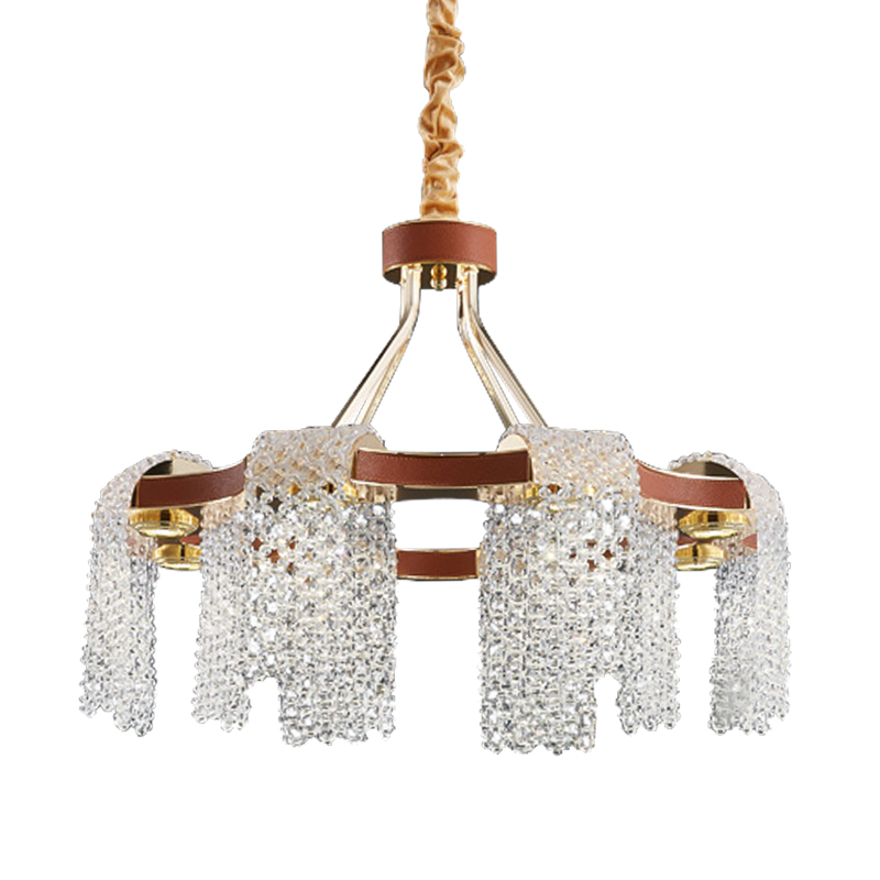 Люстра Leather Glass Chandelier 60 Золотой Коричневый Прозрачный Люстра Leather Glass Chandelier 60 Золотой Коричневый Прозрачный в Грозном | Loft Concept
