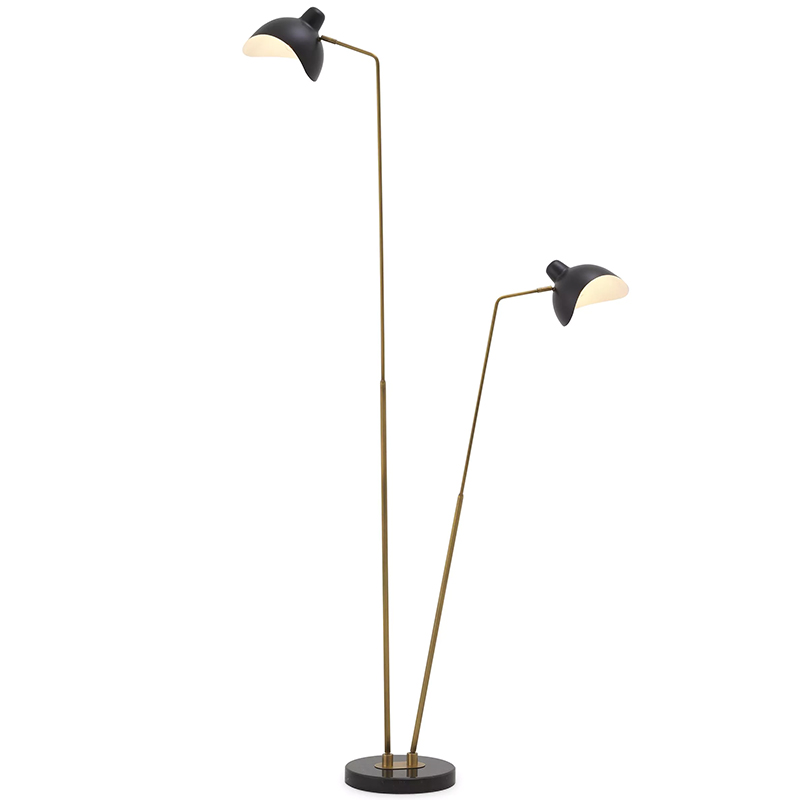 Торшер Eichholtz Floor Lamp Asta Double Черный Черный Мрамор Nero Латунь Торшер Eichholtz Floor Lamp Asta Double Черный Черный Мрамор Nero Латунь в Грозном | Loft Concept