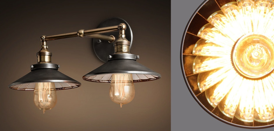 Бра Loft Cone 20th c.Factory filament Pendant Reflector Double Бра Loft Cone 20th c.Factory filament Pendant Reflector Double - Loft-Concept в Грозном